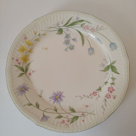 Decorative Spring Breeze Stoneware Plates 4148 1-3 Multicolored Flowers 10.75" W - Picture 2 of 16